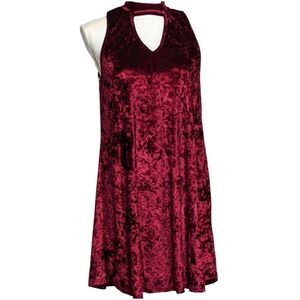 Altar’d State Burgundy Red Crushed Velvet Choker Dress Size Medium